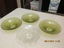 3 Green Bubble Design Depression Glass Saucers in Luke AFB, Arizona